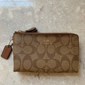 Coach double zip signature wallet